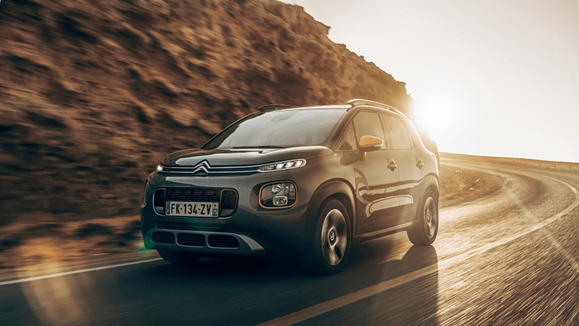 A grey Citroën C3 Aircross on a road
