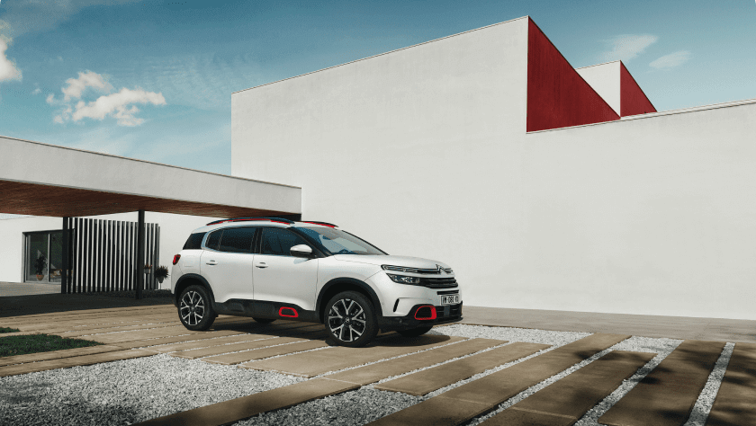 A white Citroën C5 Aircross parked