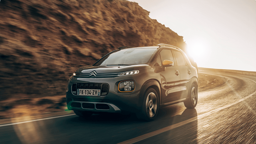 A grey Citroën C3 Aircross on a road