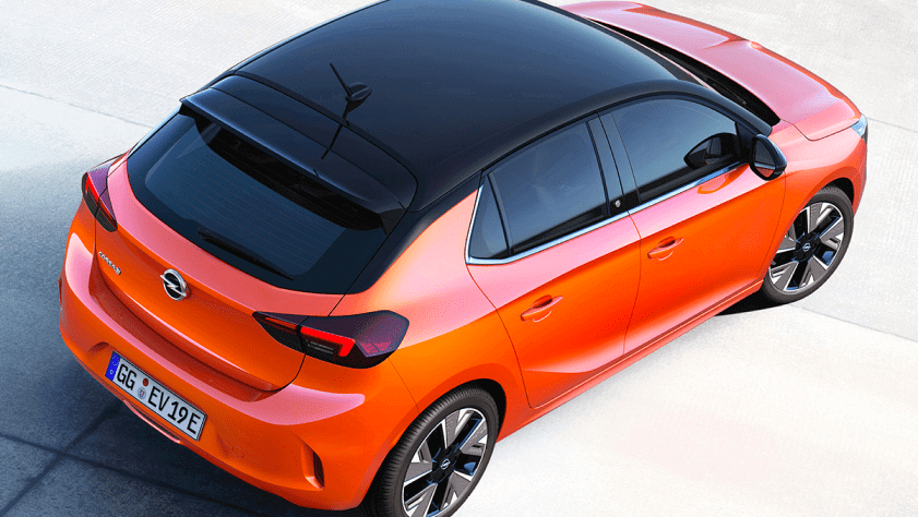An orange Opel Corsa